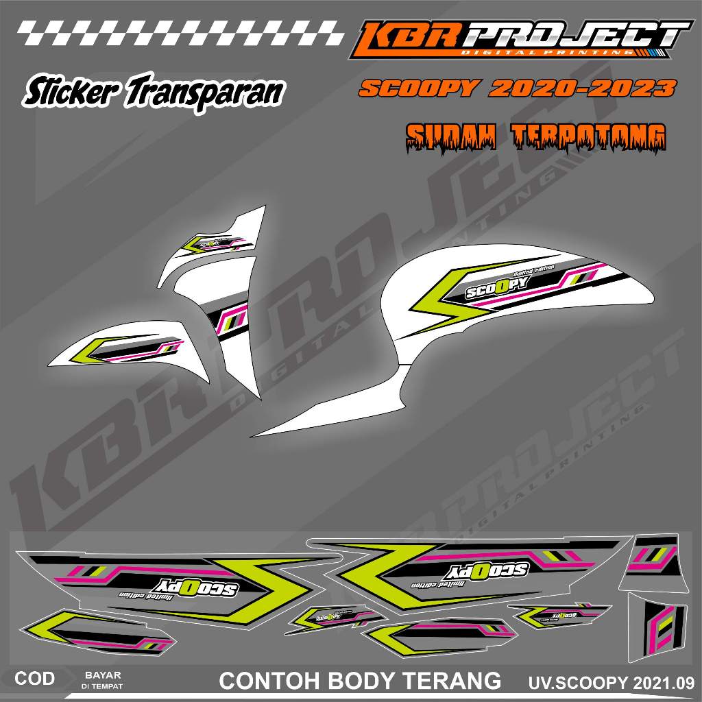 SCOOPY 2021 STIKER STRIPING TRANSPARAN PREMIUM KEREN VARIASI STIKER MOTOR HONDA RACING 09 COD