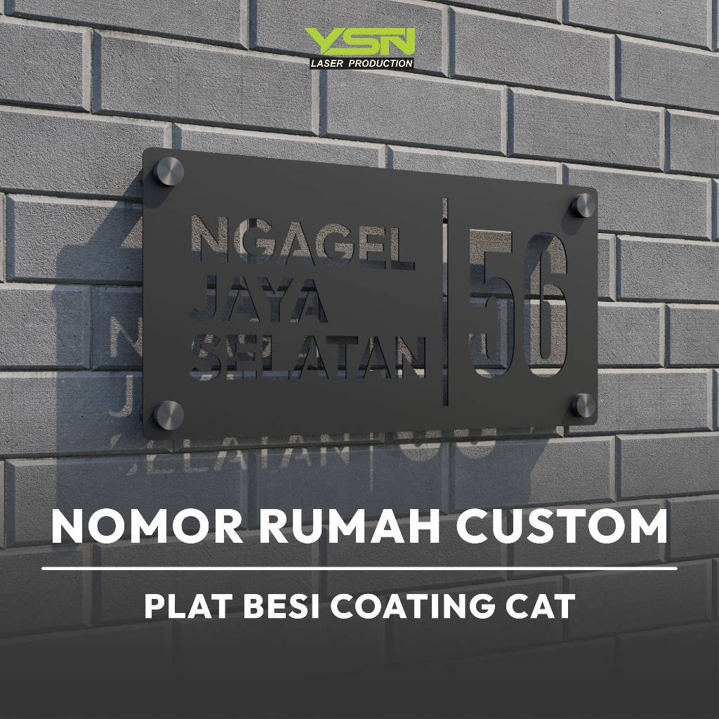 Nomor Rumah Plat Besi 1.2 + Coating Cat  | Nomor Rumah Custom | Nomor Rumah Cutting Plat | Minimalis