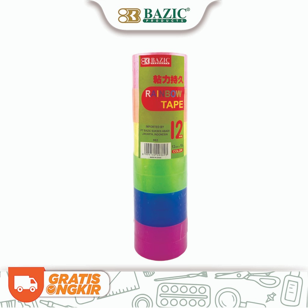 

Bazic Cello Tape Rainbow 12mm x 10y - Selotip
