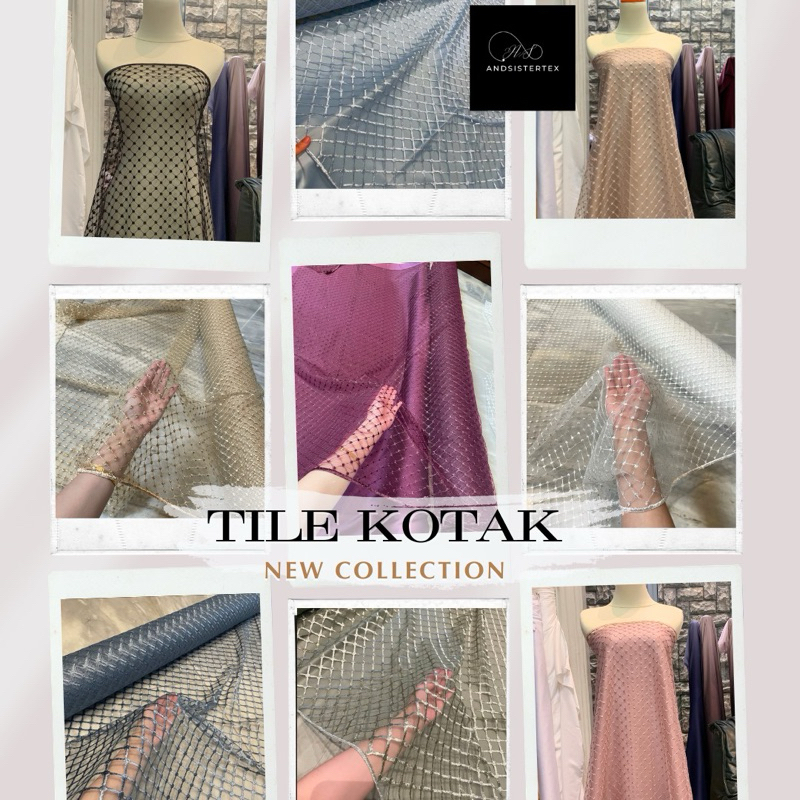 Bahan Kain Kebaya Brokat Tile Kotak Tile Maze Bordir Korea