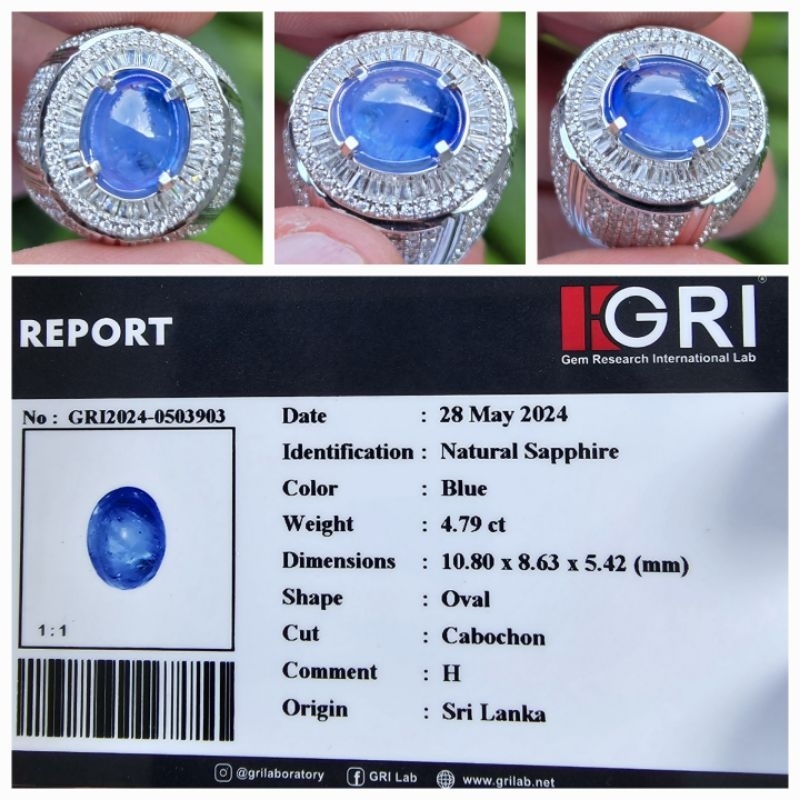 Natural Blue Sapphire Ceylon Srilanka Memo 4.79 crt