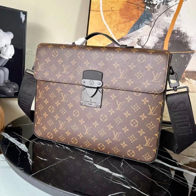 TAS KANTOR DOKUMEN LOUIS VUITTON S-LOCK BRIEFCASE IMPORT TAS KERJA LAPTOP SLINGBAG IMPORT SUPER VIP 