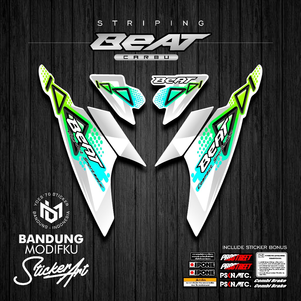 STRIPING STICKER MOTIF 14 / HONDA BEAT KARBU / BANDUNG MODIFKU / BETCARBU / STICKER VARIASI