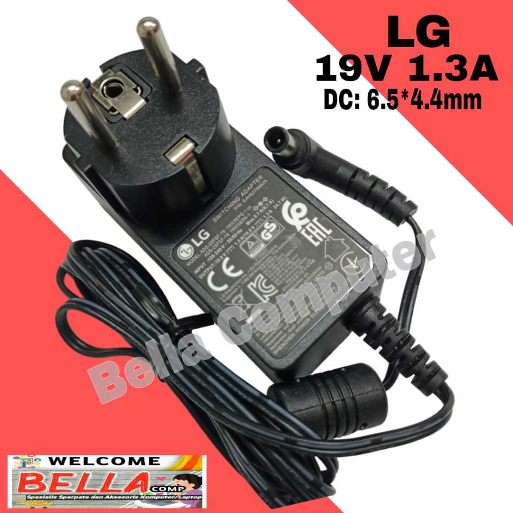 Adaptor Charger LG LCD LED Monitor 19V 1.3A 25W LG Monitor 22M35D E2442TC E1948S 24MP55HA 22M45 10SM