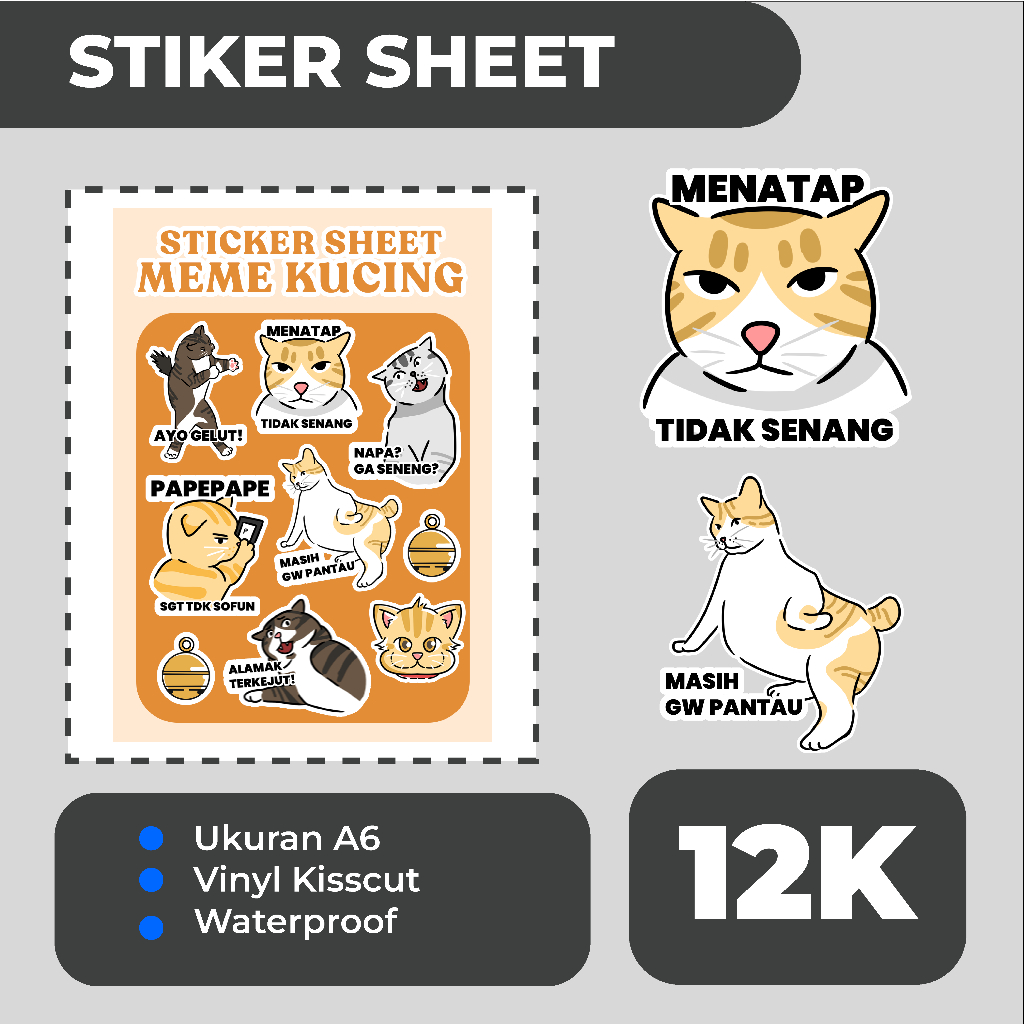 STICKER SHEET MEME KUCING || A6