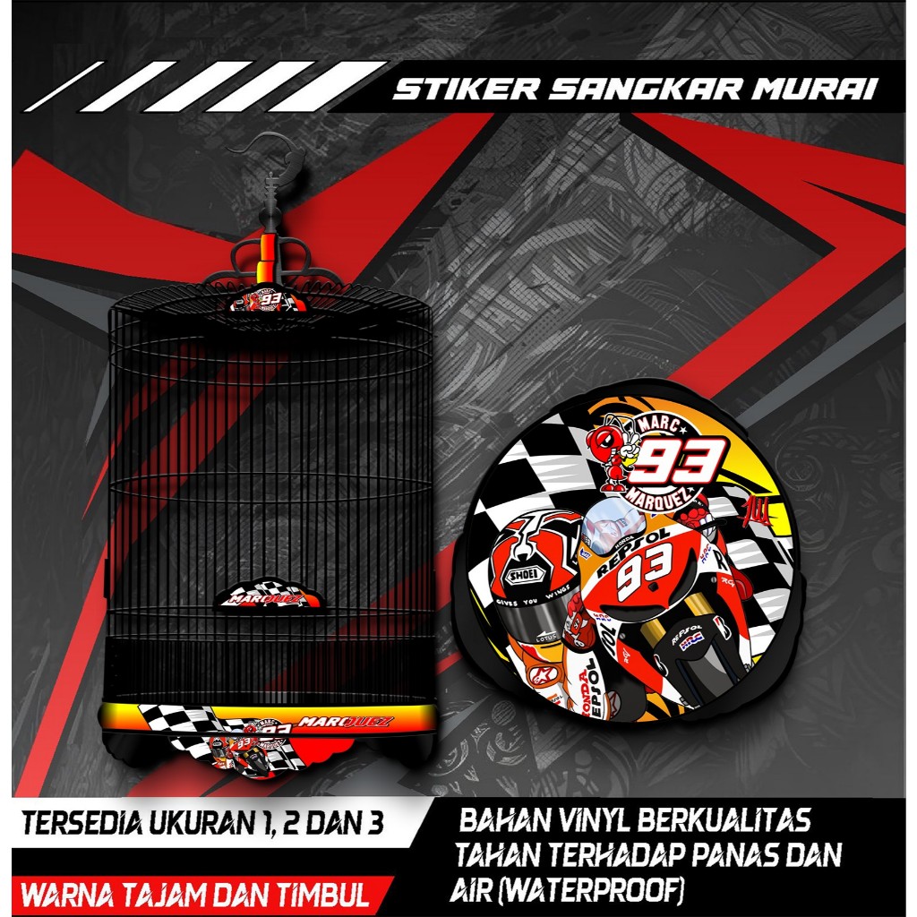 

Stiker Decal Sangkar Burung Murai, Sangkar Bulat Custom, Desain Marquez, High Quality, Anti Air