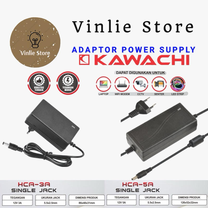 ADAPTOR LED NEON / MODEM / LAPTOP / CCTV / SENTER KAWACHI 3 AMPERE / 5 AMPERE 12VOLT