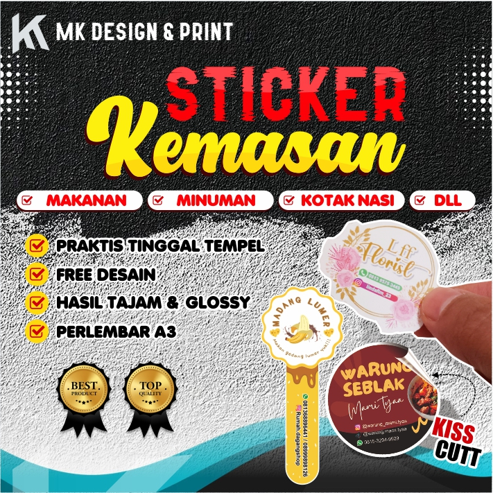 

Cetak Stiker Kemasan Cutting Kiss Cutt A3+
