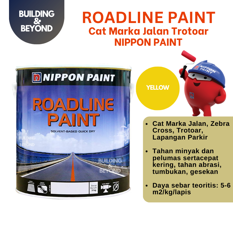 CAT MARKA JALAN LAHAN PARKIR KUNING NIPPON PAINT ROADLINE GALON 5 KG