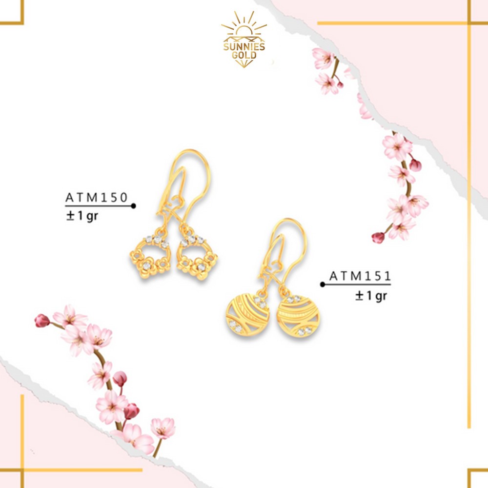 TERBARU ANTING WANITA EMAS ASLI KADAR 8K / 375 ANTING GANTUNG DEWASA SIMPLE - ATM 150