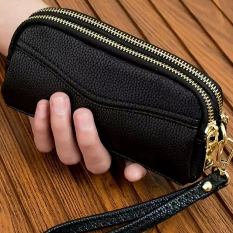 KODE H4O8 Dompet wanita PAPIRUT Anti Air 3 Ruang Resleting Tempat Hp Kunci Dan Uang Hanging wallet H