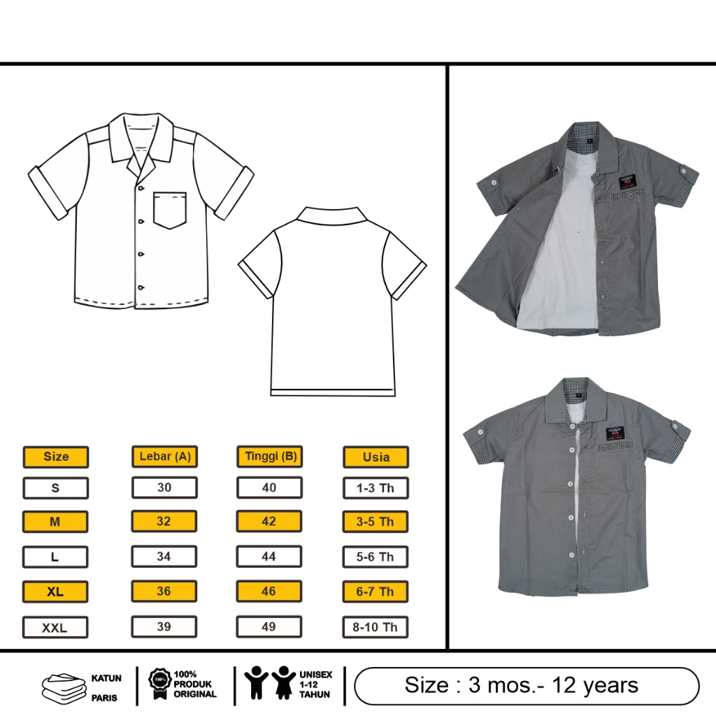 Kemeja anak laki laki kemeja anak  laki laki Atasan Kemeja Anak 1-10 Tahun