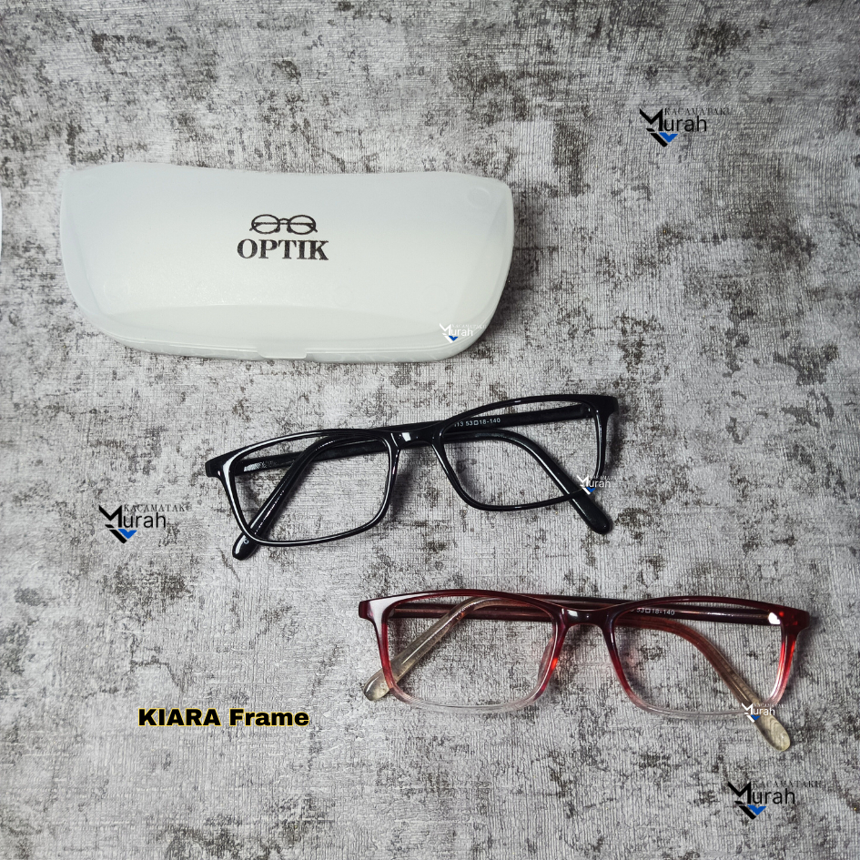 Kacamata Kiara Series // Kotak // Tipis // Pria Wanita // Muka Bulat