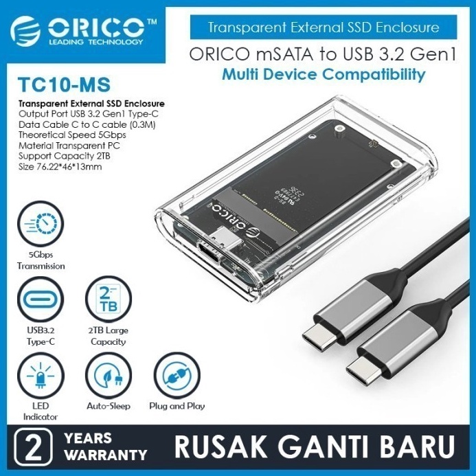 ORICO mSATA to USB 32 Gen1 Transparent External SSD Enclosure  TC1MS h F7Z8