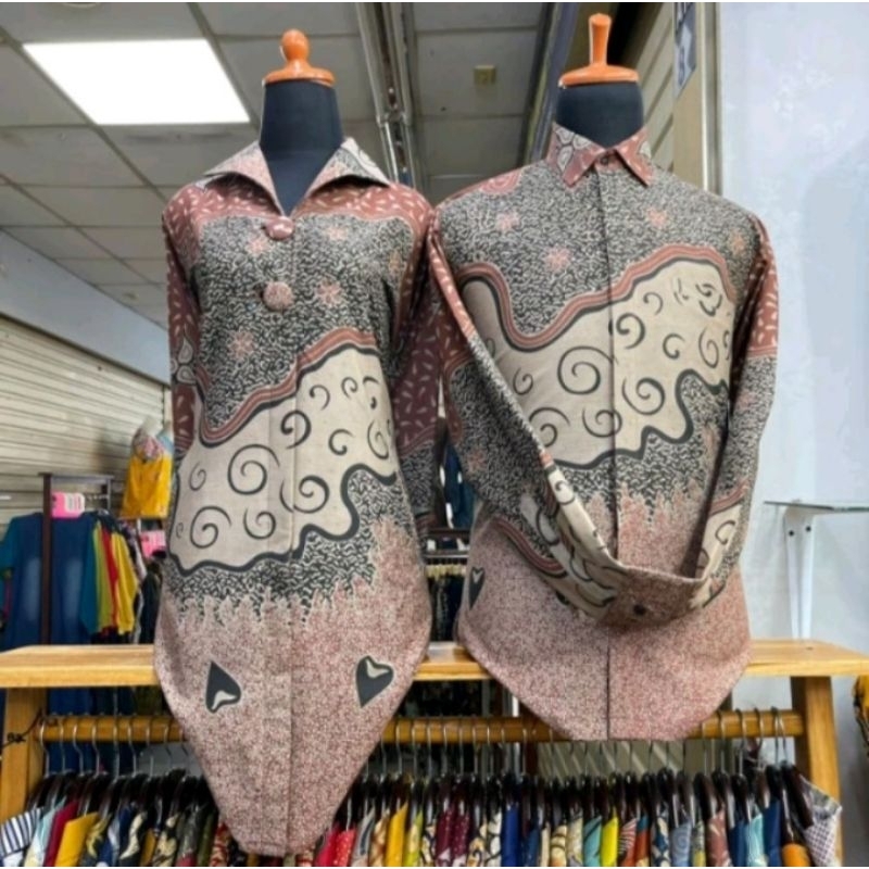 Baju batik tunik cauple bahan katun full lapisan puring trikot premium