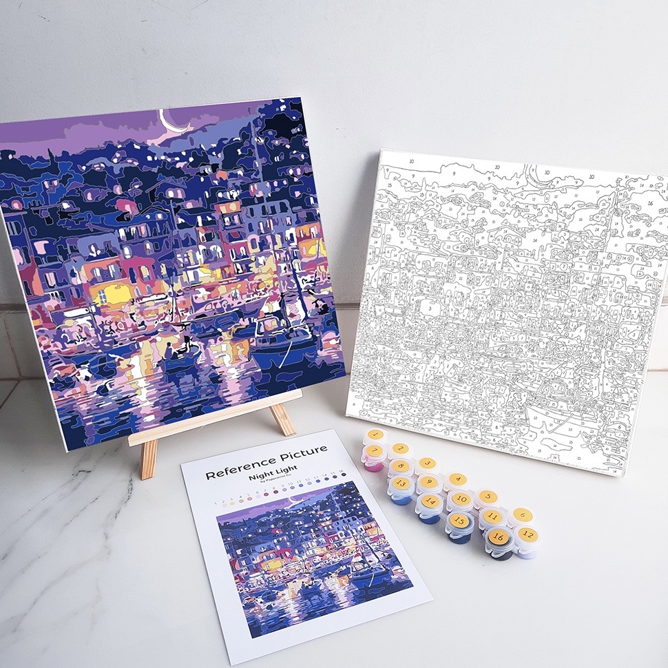 

KODE B83V Paint by Numbers Kit Night Light Edition by Papermint Co Number Estetik Aesthetic Perlengkapan Melukis Gouache Hiasan Canvas Kanvas