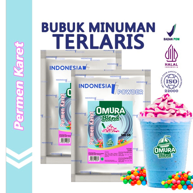 

[Bundle 2Bag x 500gr] Rasa Permen Karet Bubuk Minuman Premium Merk Omura Blend (Mix Gula)