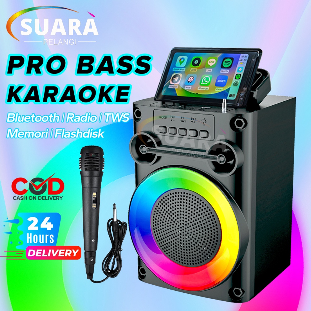 KODE E46C PRO BASSSpeaker Bluetooth Karaoke Protable Super Bass Polytron Besar Original Mini Wireles