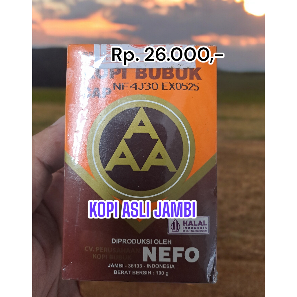 

KOPI AAA, BERAT 100 GRAM, KOPI KHAS OLEH-OLEH JAMBI.