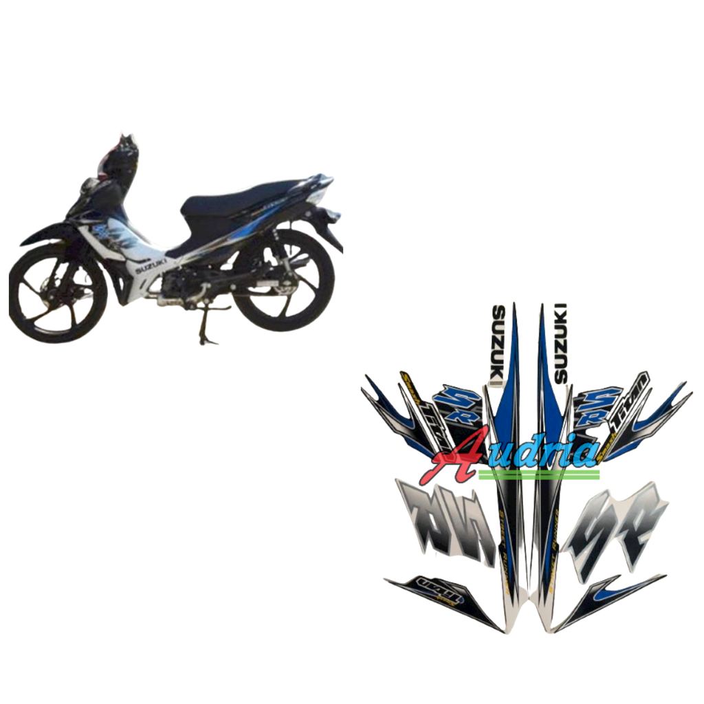 Striping Sticker Motor Suzuki Smash Titan 2012 Hitam-Putih