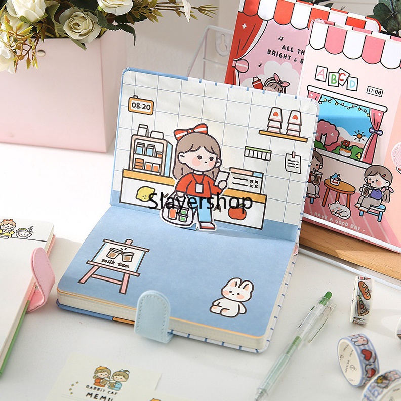

KODE I42V Eternal Summer Journal A5 Journal pop up Notebook lucudiary lucu Buku Tulis Catatan Karak
