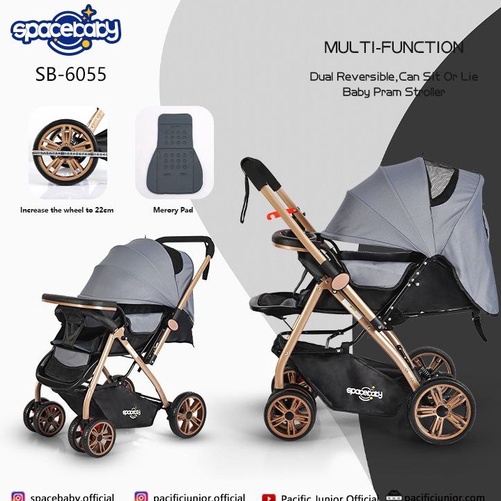 KODE O73T BABY STROLLER MULTIFUNGSIKERETA SORONG BAYI BISA BOLAK BALIKSTROLLER BAYI SPACEBABY BY PAC