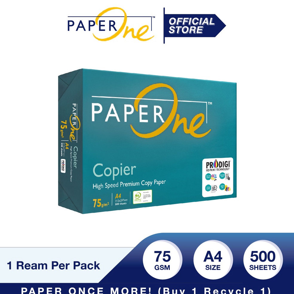 

KODE Y59E PaperOne Kertas A4 75gr Copier 1 Rim 5 lembar Kertas HVS A4 Kertas Fotocopy