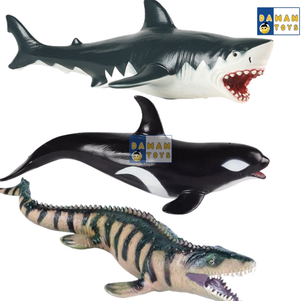 KODE X27X Mainan Mosasaurus Hiu Megalodon Jumbo Dinosaurus Figure Dinosaurus Dino Karet Besar