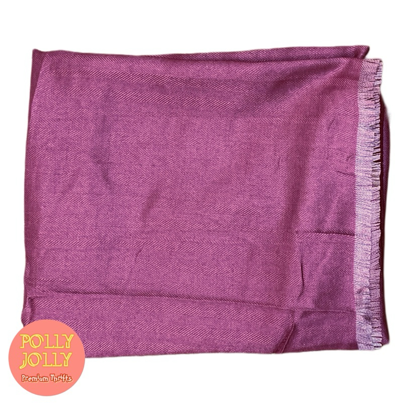 MIZARA - Pashmina Crepe Rawis Warna Pink Tua (Belum Pernah Dipakai)