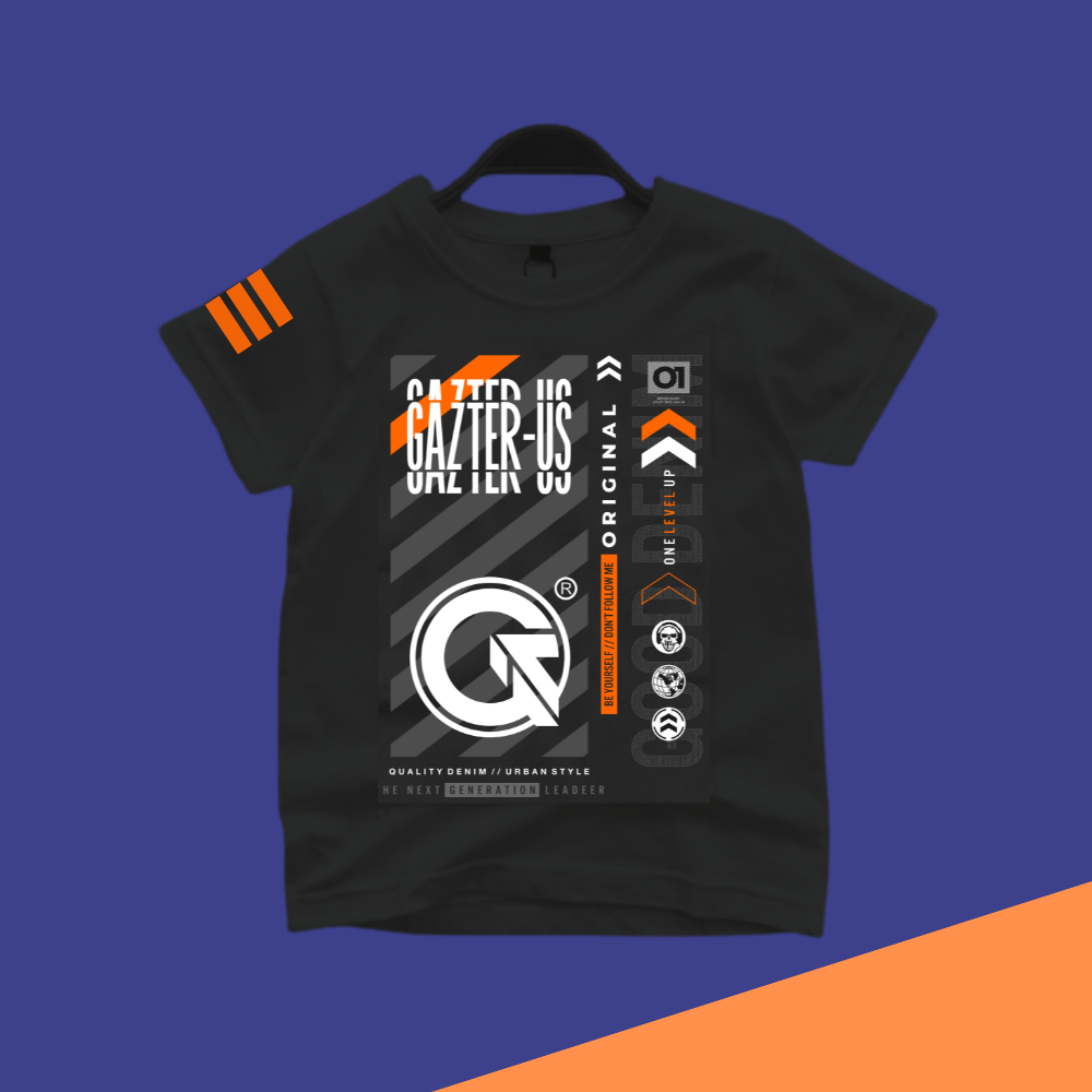 Baju Kaos Distro Anak Laki-laki dan Perempuan Usia 1-12 Tahun Motif Geometri Warna Hitam Atasan Anak