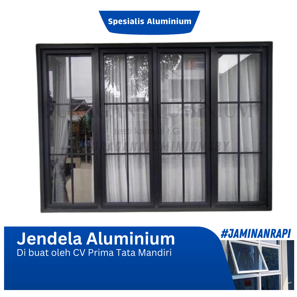 Jendela aluminium Ornamen partisi / Jendela kaca mati 1 inch 120 x 200 FREE ONKGIR