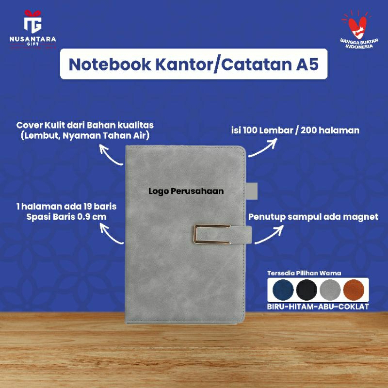 

Notebook Kantor/Catatan A5 Bisa Custom Nama atau Logo Untuk Souvernir dan Gift