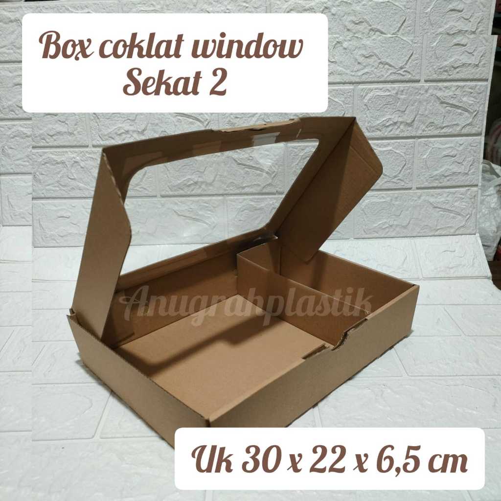

Box Coklat Window Sekat 2 uk 30 x 22 x 6,5 cm / Dus Coklat Window Sekat 2 PER PACK