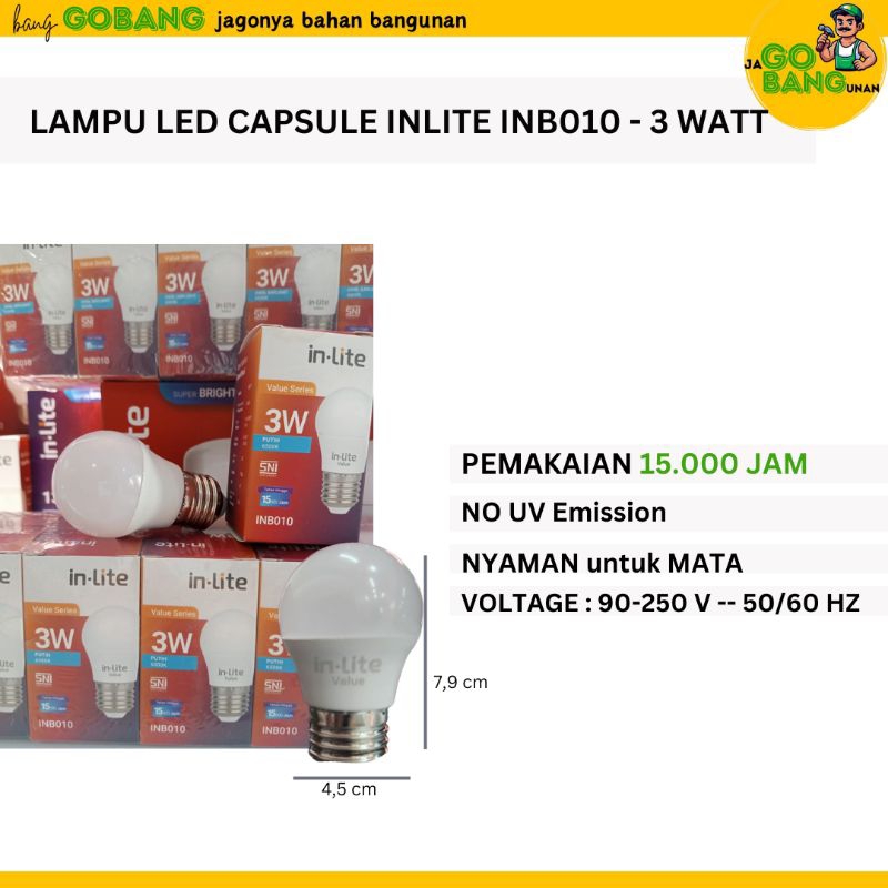 LAMPU LED CAPSULE INLITE BLUB 3 WATT