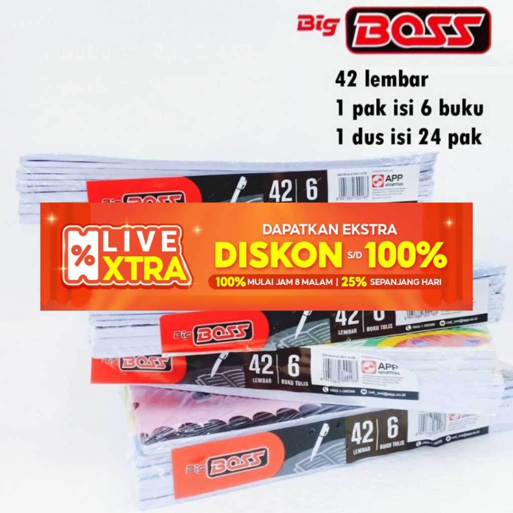 

TBMO Buku tulis big boss 42 lembar - 1 pak / 6 buku tulis