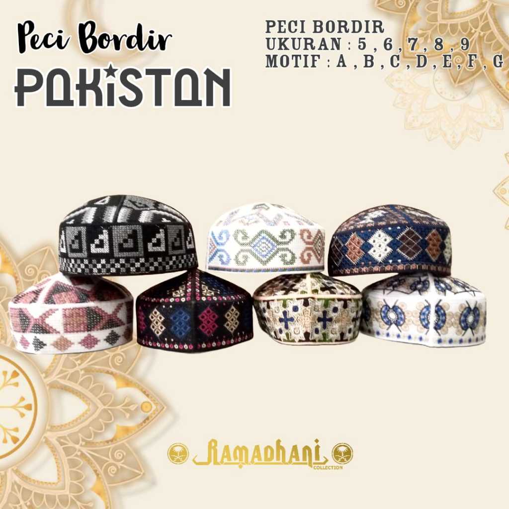 Peci Bordir Pakistan Original