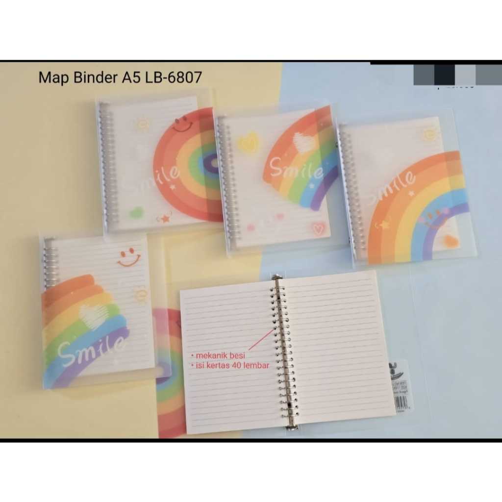 

map binder looseleaf adam bene rainbow ukuran b5 / a5 ring besi isi kertas bawaan 40 lembar