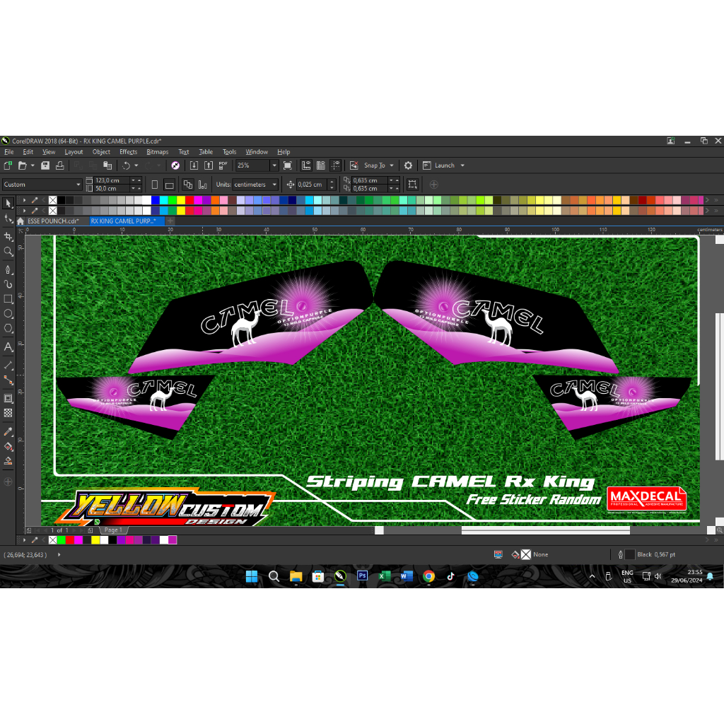 STIKER STRIPING TRANSPARAN  RX KING MODEL CAMEL PURPLE