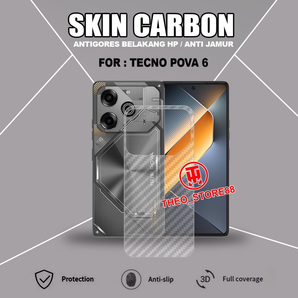 TECNO POVA NEO 3 TECNO POVA 7 TECNO POVA 6 GARSKIN CARBON ANTI JAMUR ANTIGORES BELAKANG TECNO POVA N