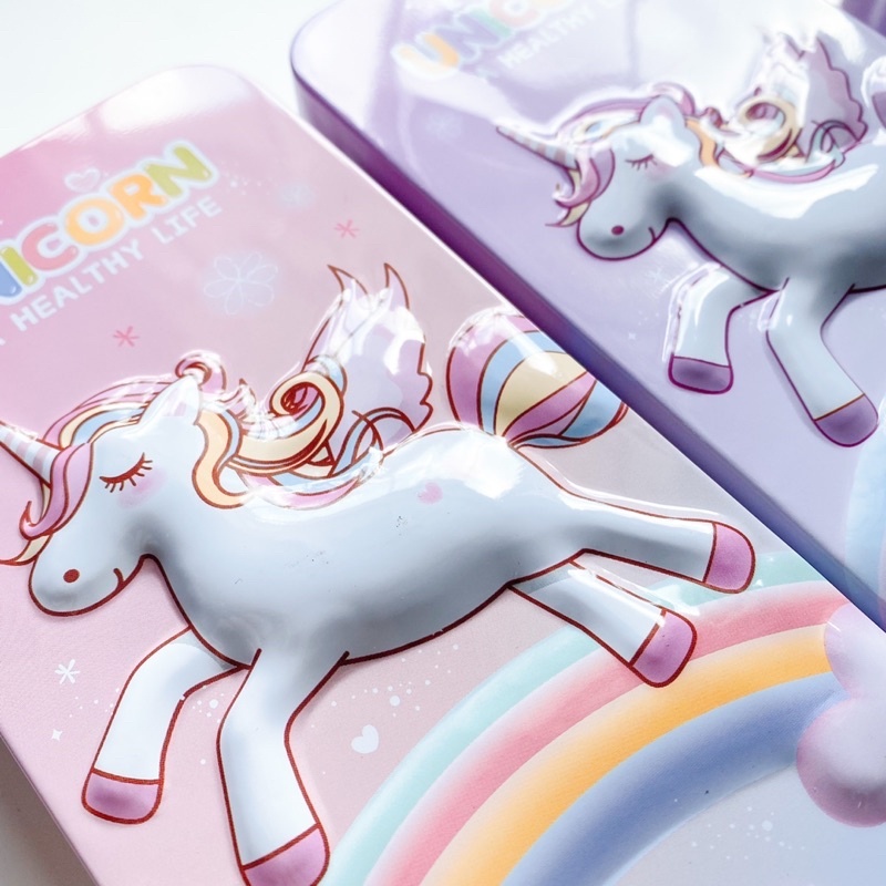 

[TERLARIS] kotak pensil unicorn PINK timbul premium free mini pencil box [PINK]
