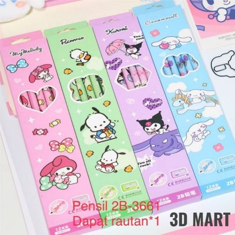 

PENSIL 2B MOTIF KARAKTER SANRIO ISI 12PCS (FREE PENGHAPUS + RAUTAN)