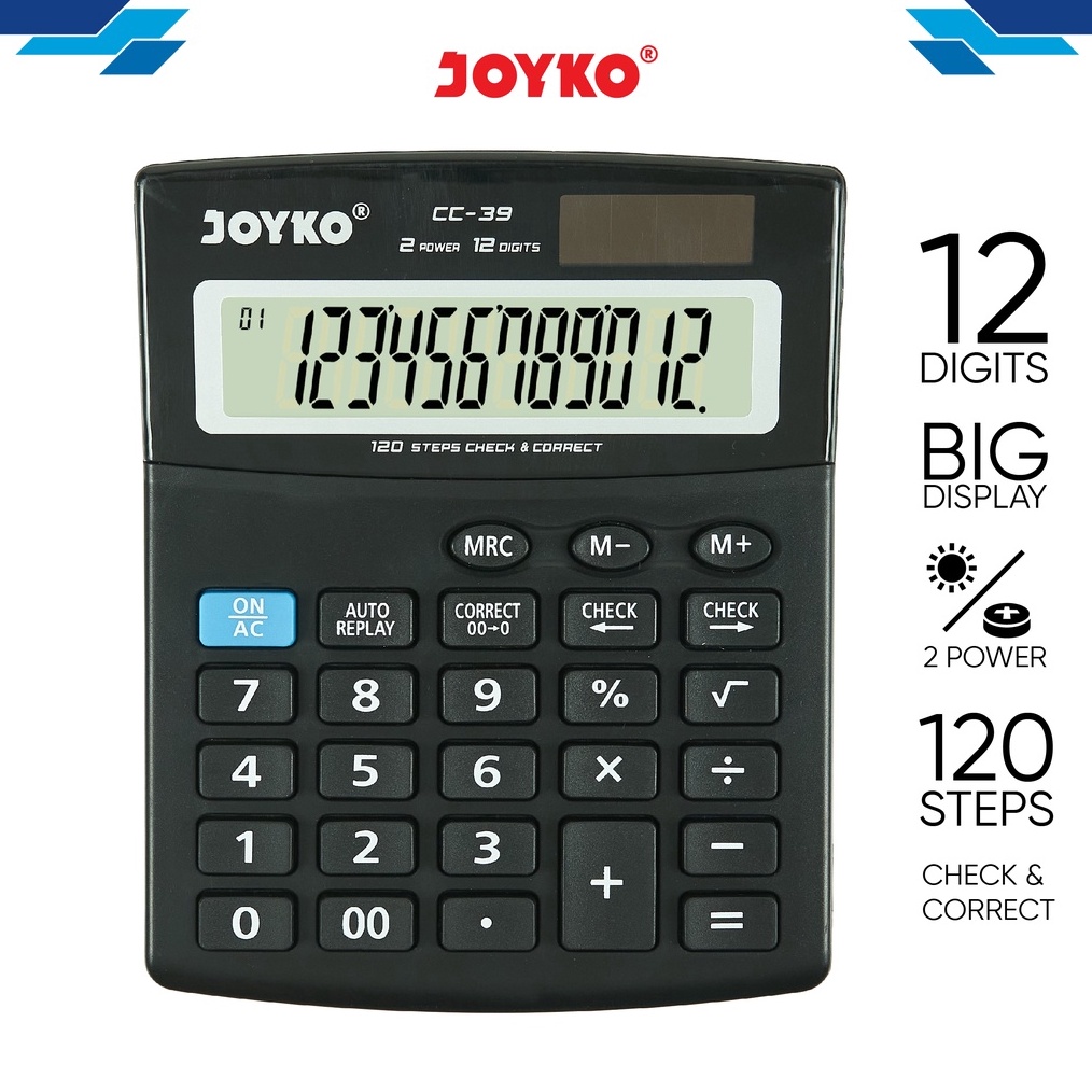

KODE C2Y2 Calculator Kalkulator Joyko CC39 12 Digits Check Correct