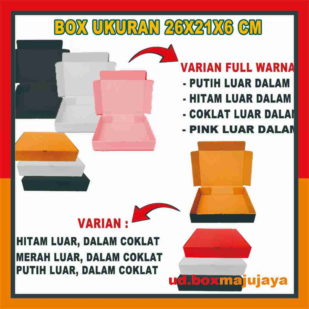 

(PAKET 10 Pcs) Box 26x21x6 Cm / Box Lipat Depan / Kardus Polos