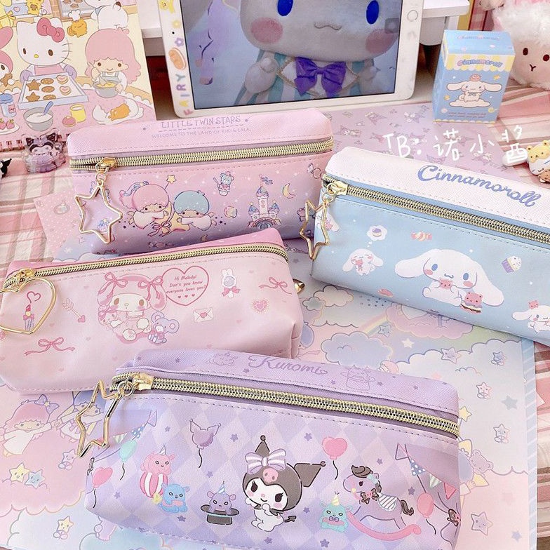 

KODE W1R2 Terbaru Tempat pensil sanrio 2 sisi depan belakang pencil case cinnamoroll kueomi melody 2 sekat