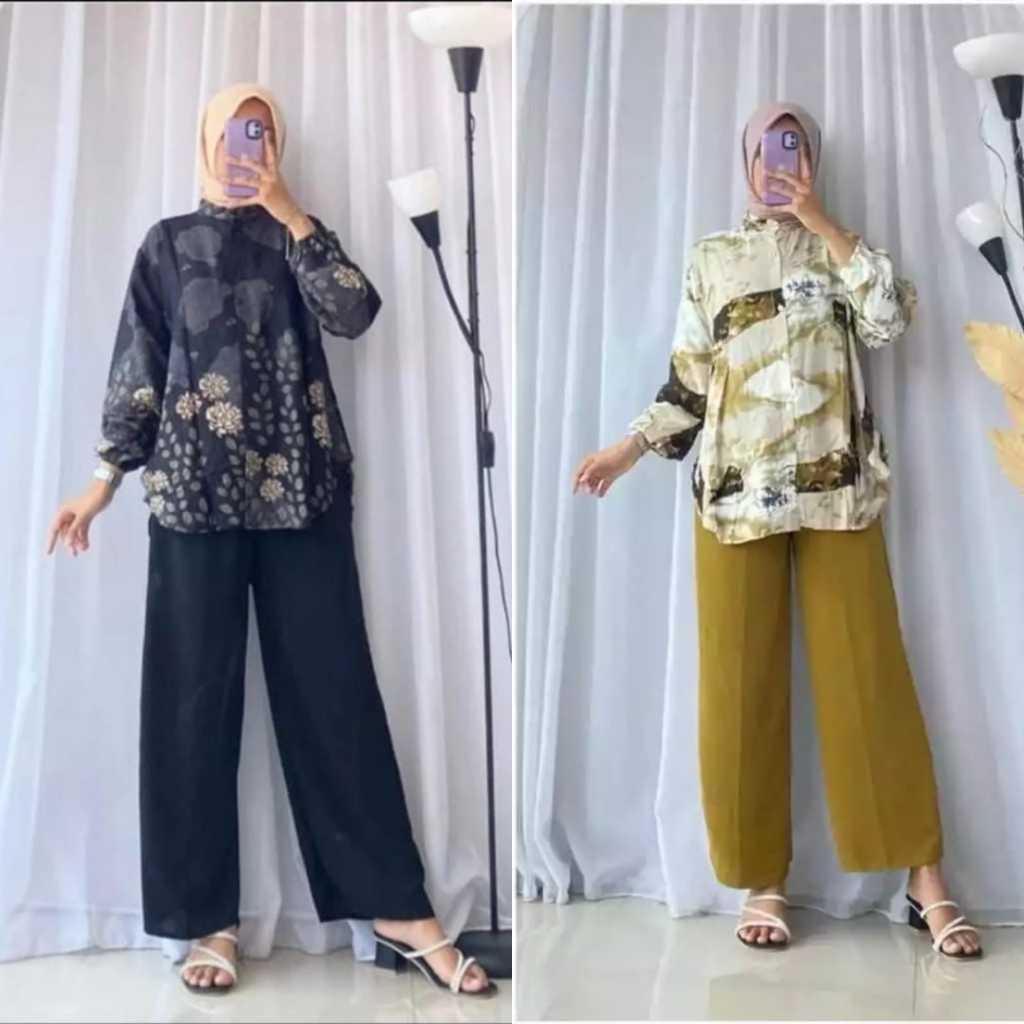 Set Motif One Set Premium | Setelan Crinkle Airflow