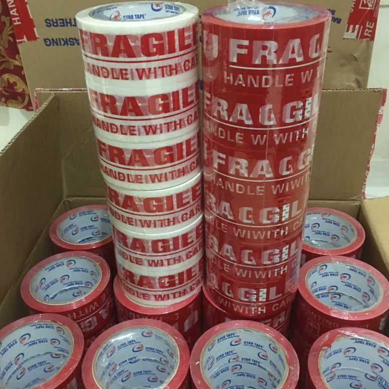 

KODE T3X5 LAKBAN FRAGILE MERAH 1 DUS MURAH merk STAR TAPE