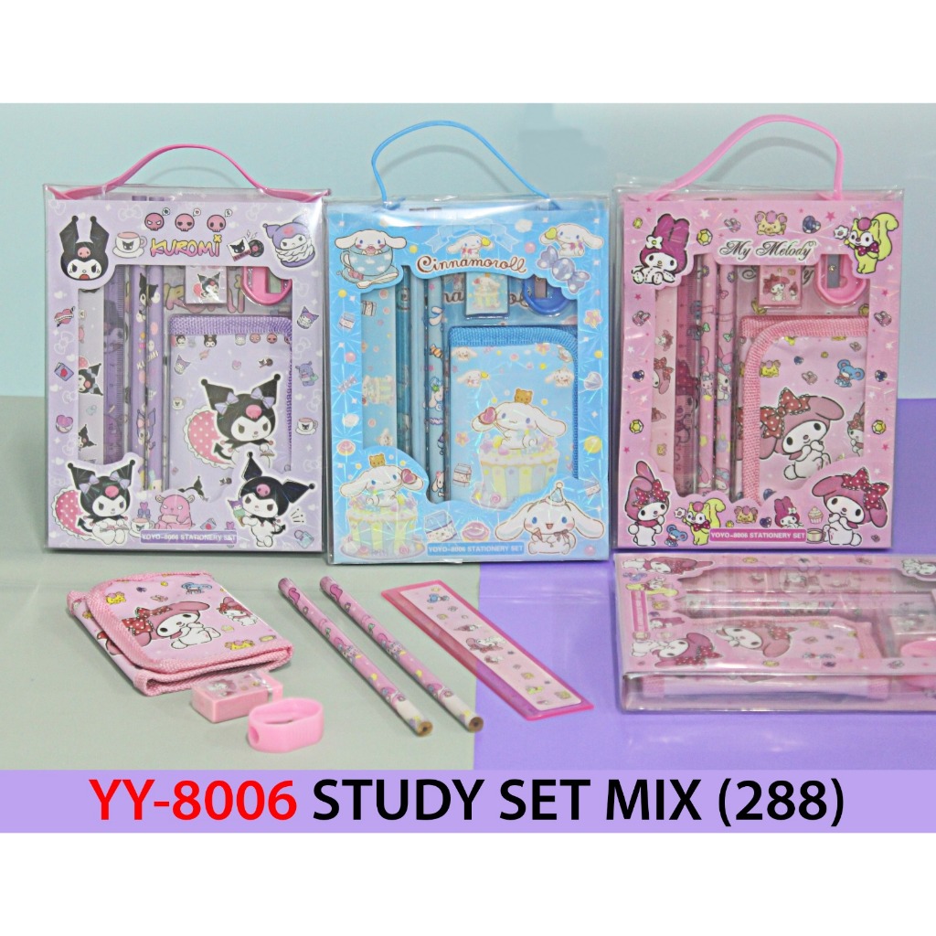 

PAKET ALAT TULIS STATIONERY SET 8006 STUDY STATIONERY SANRIO KUROMI CINAAMOROLL
