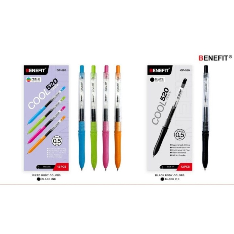 

KODE U7U Pulpen Gel BENEFIT COOL 52 5mm 12pc