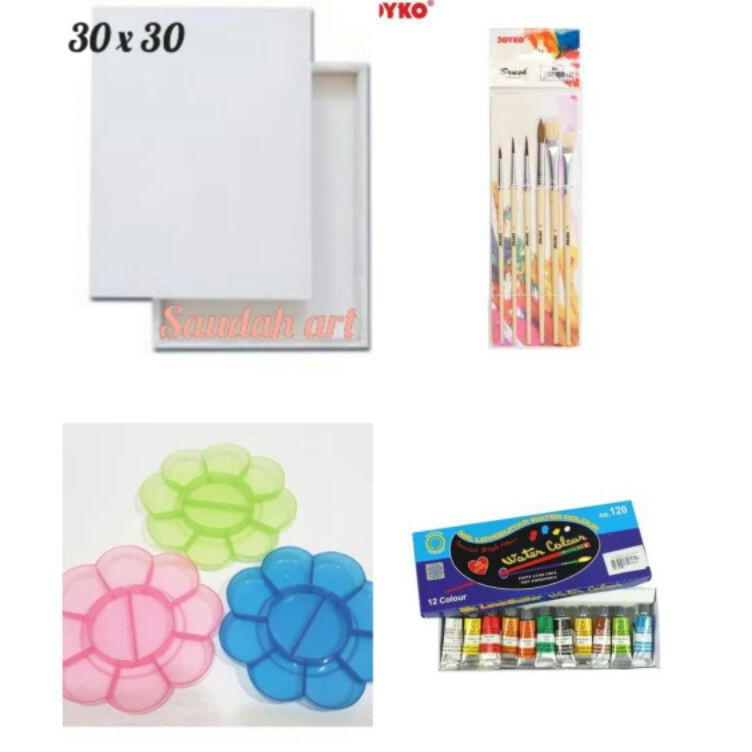 

KODE U6E3 Paket Kancas Lukis kanvas 3x3 kuas palet cat air