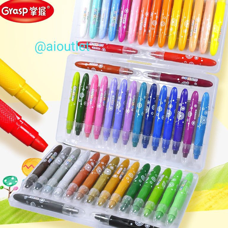

KODE T6U7 Silky Crayon Grasp 12 23 36 48 Warna Besar Sedang Kecil Crayon Licin Watercolor